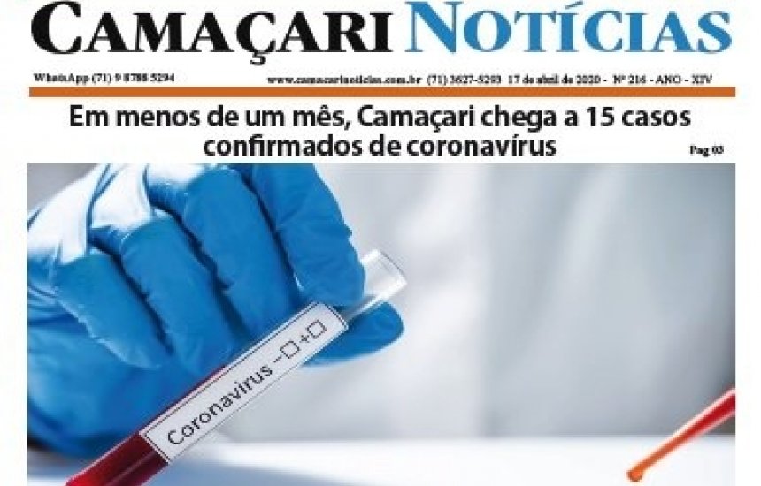 [Edição 216 do jornal impresso Camaçari Notícias destaca pandemia da Covid-19]