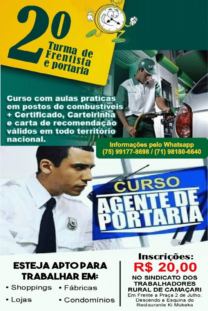 Camaçari Cursos De Frentista E Agente De Portaria Matrículas Abertas Camaçari Notícias 