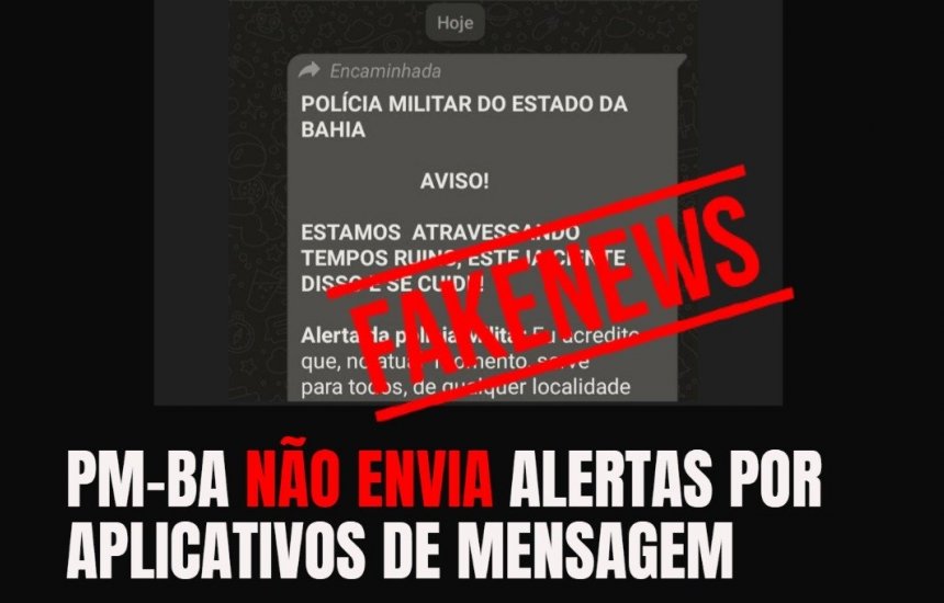 [Polícia Militar da Bahia desmente informação de envio de alertas através do WhatsApp]